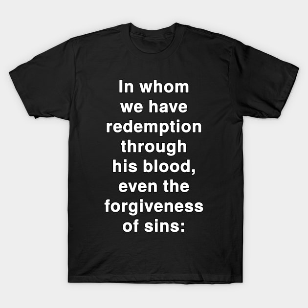 Colossians 1:14  KJV Bible Verse Typography T-Shirt by Holy Bible Verses